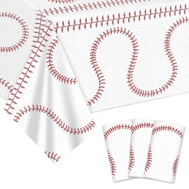 BOXOB 4pcs Baseball Tablecloths, 108x54 Inch Waterproof Sports Table Cloth Plastic Rectangle Sport Event Table Cover Runner Decors for Baseball Party Decorations Game Day Supplies