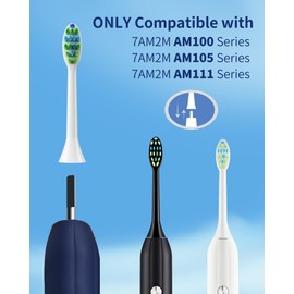 7AM2M AM100/AM105/AM111 Electric Toothbrush Brush Heads x 8 for 7AM2M Electric Toothbrush ONLY (White)