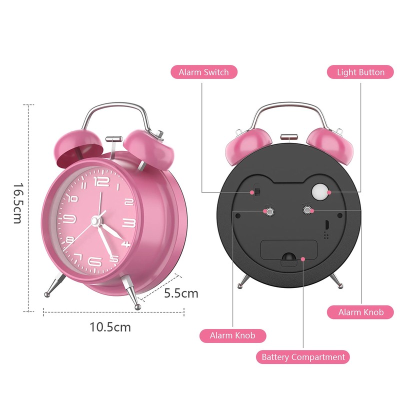 Yumyolk Classic Analogue Alarm Clock with Snooze Function, Vintage Quiet
