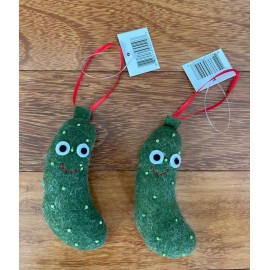 Set of 2 Christmas Pickle Tree Ornaments Plush