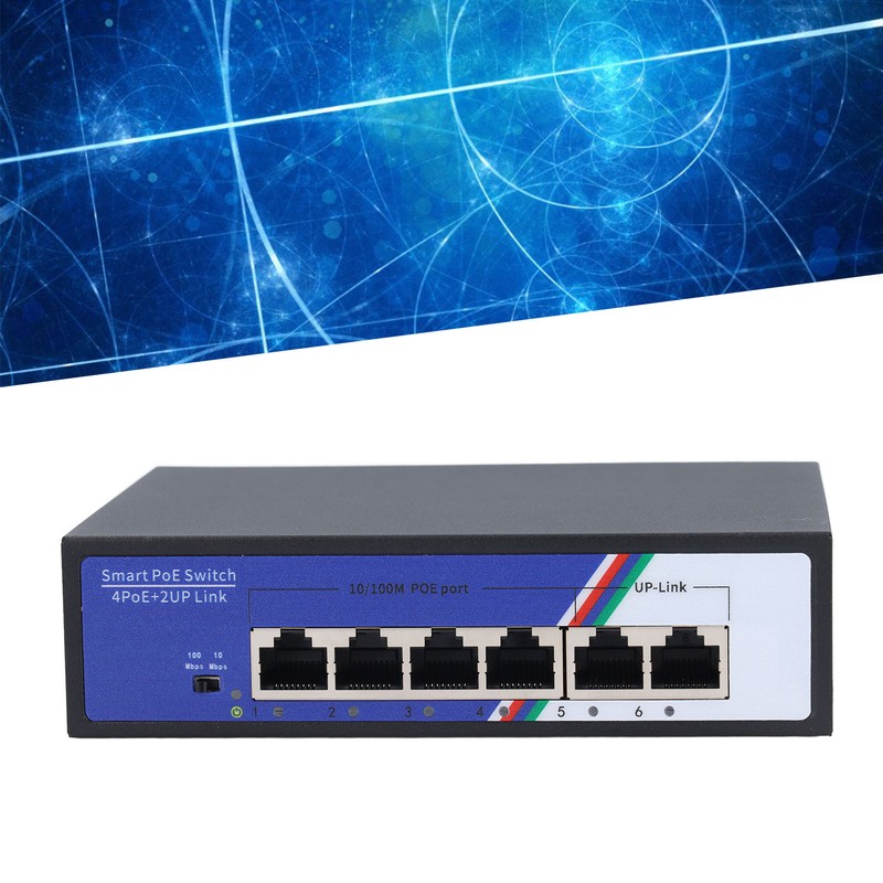 6 Port PoE Switch 1.2Gbps Ethernet Switch Unmanaged Plug and