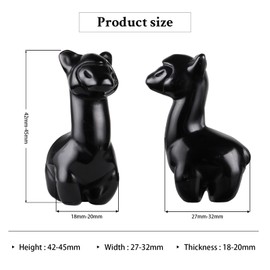 KYEYGWO Carved Obsidian Stone Alpaca Figure, Small Crystal Alpacas Statue, Palm Pocket Stones Healing Stone Animal Sculpture Lucky Charm Lama Collectible Figure Talisman Ornament Home Decoration, 4.3