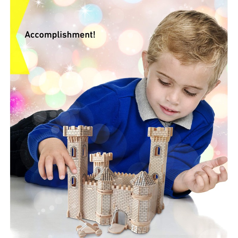 Puzzled 3D Puzzle Castle Set Wood Craft Construction Model Kit,