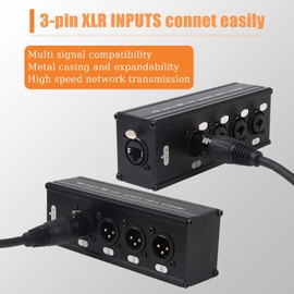 jindaaudio 4-Channel DMX XLR to Ethernet Extender, 3-Pin XLR Male/Female & Ethercon Adapter, Cat5/Cat6/Cat7 Network Cable Converter (2 Pair: Male + Female) | Long-Distance Audio Signal Transmission