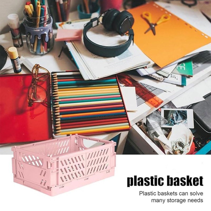 AIMALL 4PCS Foldable Desktop Storage Box, Stackable Small Plastic Organizer