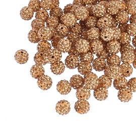 PH PandaHall 100pcs 10mm Rhinestones Beads Topaz Pave Disco Ball Clay Beads Polymer Clay Rhinestone Beads Crystal Diamond Beads for Pen Bracelet Necklace Earring Jewelry Making Christmas Decor