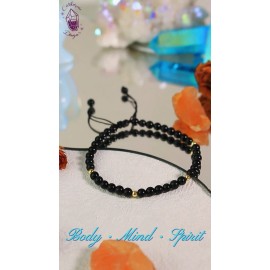 Unbranded Natural 4mm Black Obsidian Stone Beaded Dainty Bracelet Crystal Braided Bracelet