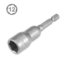 sourcingmap 1/4" Quick-Change Hex Shank 12mm Magnetic Nut Setter Driver Drill Bit, 65mm Length, Metric