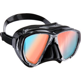 CRESSI Big Eyes Mask Black/380 UV Blue Orange Lens Unisex Diving and Snorkeling Mask, Black/380 UV Blue Orange Lens, One Size