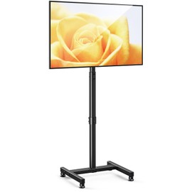 AM alphamount AM alphamount TV Floor Stand for 13-50 inch Flat/Curved TVs up to 44 lbs, 8 Level Height Adjustable Monitor Floor TV Stand with VESA 200x200, Portable TV Mount Stand for Living Room, Bedroom, Office