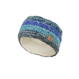 Pachamama Women Wool/Mohair Ear Warmer Headband Fleece Lined Handknitted Neutral Blue One-Size Handmade Fair Trade