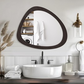 WallBeyond Asymmetrical Mirror, Irregular Wall Mirror, Wall Mirrors Decorative for Bedroom Living Room entryway Hall, Wood Mirror for mid Century Modern Decor 23" H x 19" W, Black