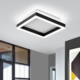 Vloitgol Square LED Hallway Ceiling Light, 6000K Cold White Black Modern Led Ceiling Light Fixture,Minimalist Flush Mount Ceiling Lamp for Hallway Entryway Bedroom Kitchen Laundry Room(9.5 in)