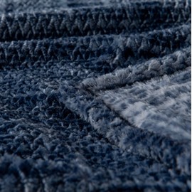 COOVA Cozy Soft Fleece Flannel Blanket Queen Size 90x90 Inches,350GSM Luxury Jacquard Blanket,Lightweight Plush Warm for Sofa Couch Bedding and Traveling Camping Gift,Graphite Navy Blue