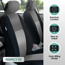 FH Group Car Seat Covers Trendy Elegance Three Row Car Seat Covers Set, Airbag Compatible and Split Ready, 7 Seater Covers-Universal Fit for Cars, Trucks & SUVs Gray/Black