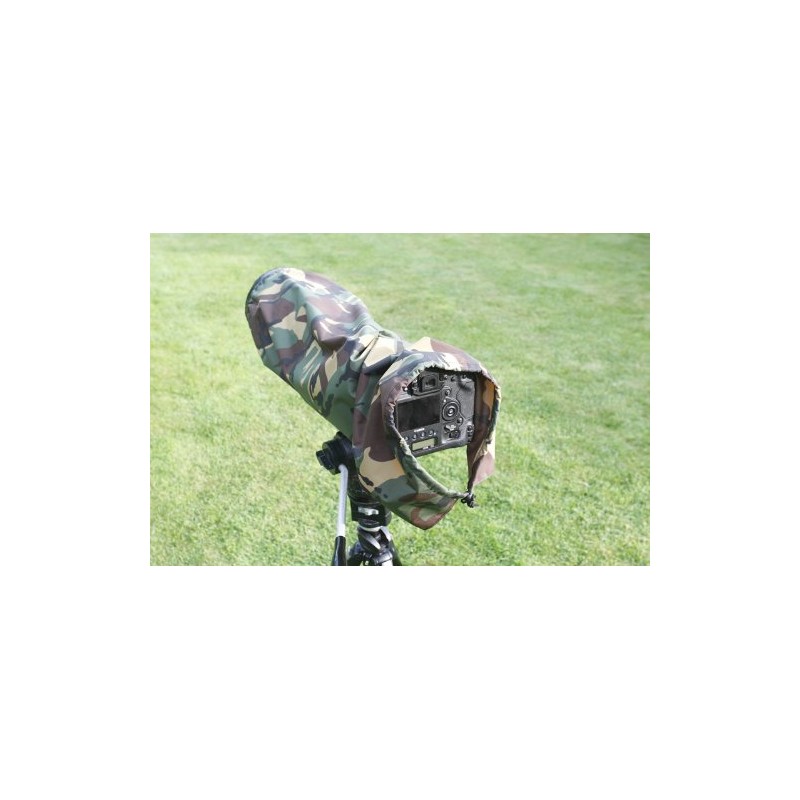 Rainsleeve cover for camera lenses. Extra Large size in army