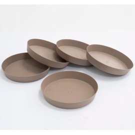 AERZETIX - C73868 Set of 5 Saucers with 170 mm Inner Diameter for Flower Pots - Mocha Coloured - Plastic - Plants, Gardening