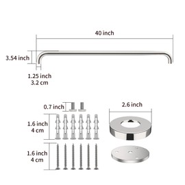 2 Pack 40 Inch Shower Grab Bar, ZUEXT SUS304 Stainless Steel Chrome Bathroom Grab Bar Handle, Shower Balance Bar, Safety Hand Rail Support, Handicap Elderly Senior Assist Bath Handle(1.25" Diameter)