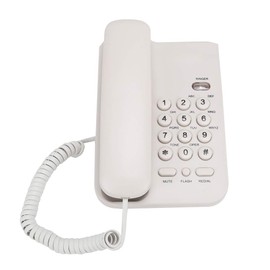 Desktop Corded Telephone, Landline Telephone, Basic Landline Phone for Hotel Home Office, Landline Phone with Loud Volume, Mute, Flash, Redial (White)