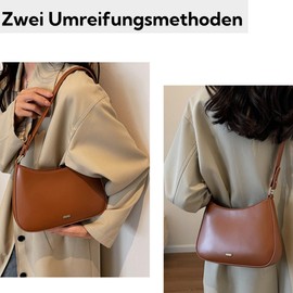 FEICHANGHAO Y2k Women's Small Shoulder Bag, PU Leather Crossbody Bag, Vintage Underarm Bag, Mini Clutch Bag, Fashion Shoulder Bag, brown