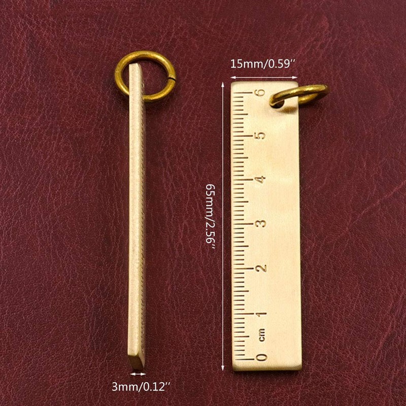 BIlinli 6cm Small Copper Ruler 3mm Thickened Brass Metal Ruler