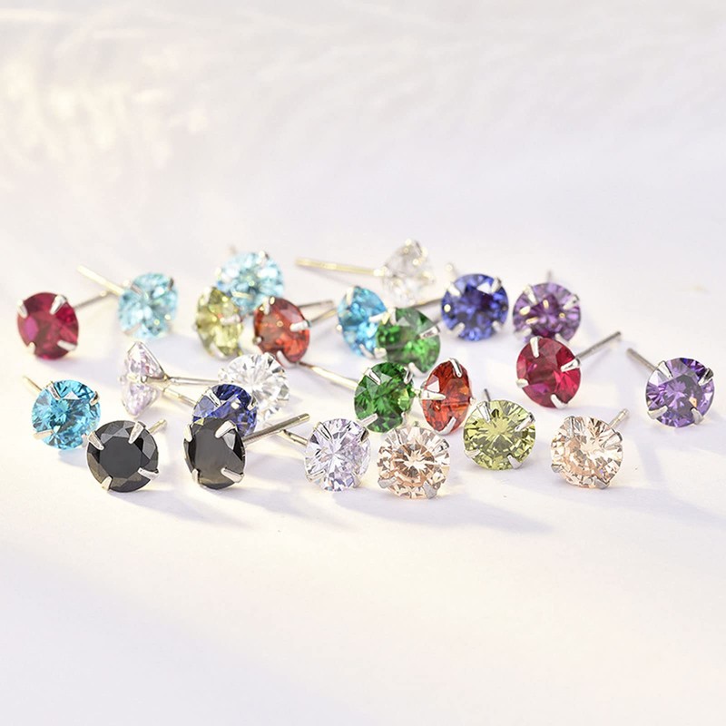 Silver Stud Earrings for Women - S925 Sterling Silver Cubic