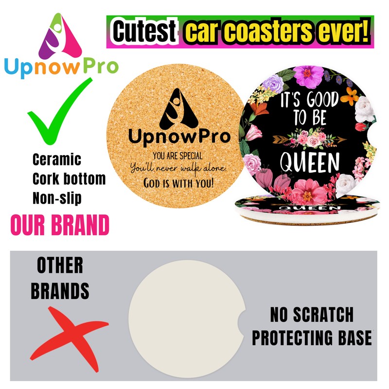 UpnowPro Funny Car Coasters for Cup Holders - 2 Pack,