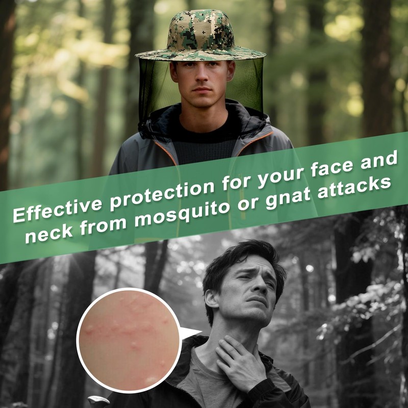 Esteopt 2pcs Head Net Hat, Mosquito Sun Hat with Hidden