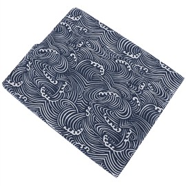 Blue Waves Cotton Linen Tablecloth Table Cover Clean Mat Pad  with Tassel 12* x 70'')