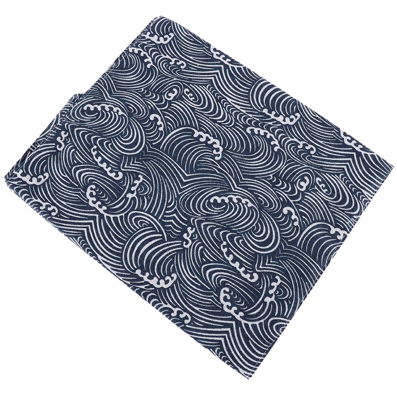 Blue Waves Cotton Linen Tablecloth Table Cover Clean Mat Pad