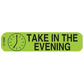 PHARMEX 1-347 Permanent Paper Label, "TAKE in Evening", 1 9/16" x 3/8", Green (500 per Roll, 2 Rolls per Box)