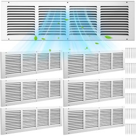 Blulu 6 Pack 30 x 6 Inch Duct Opening Return Air Grille Air Return Vent Cover Heavy Duty Steel Ceiling Register Grill with Screws for Home Wall Sidewall or Ceiling, Outer Size 31.75"w x 7.75"h