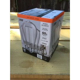 Feit Electric White Filament LED dimmable light bulbs, Soft White 2700K, 4 pack
