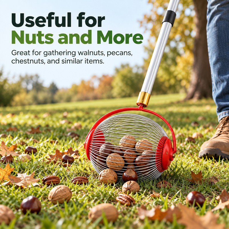 Rolling Nut Gatherer for Walnuts, Pecans & Golf Balls –