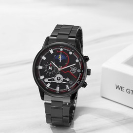 JewelryWe Mens Analog Quartz Watches: Business Waterproof Luminous Date Calendar Dial Alloy Luxury Multifunctional Wrist Watch