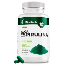 BioHerb® | Espirulina Orgánica 100% Pura | 360 Cápsulas | Superalimento de Origen Natural | Suplemento Alimenticio | Suministro Prolongado | Calidad P