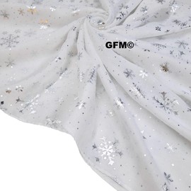 GFM® Women's Christmas Snowflakes Metallic Foil Print Scarf - Creamy White - (AT)(SNFLK-03-DDH)