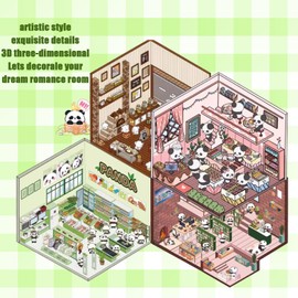 PACIOCEAN 8 Sets 3D Sticker Scene，Cute Cartoon Scenery Stickers，Make Your Own House Stickers，for Relief Stress Pass The Time(with Tweezers)