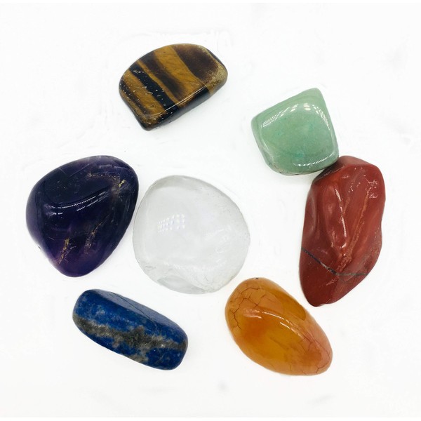 Zungtin Irregular 7 Chakra Healing Crystal Tumbled Palm Stones Sets, Balancing, Crystal Therapy, Meditation, Reiki