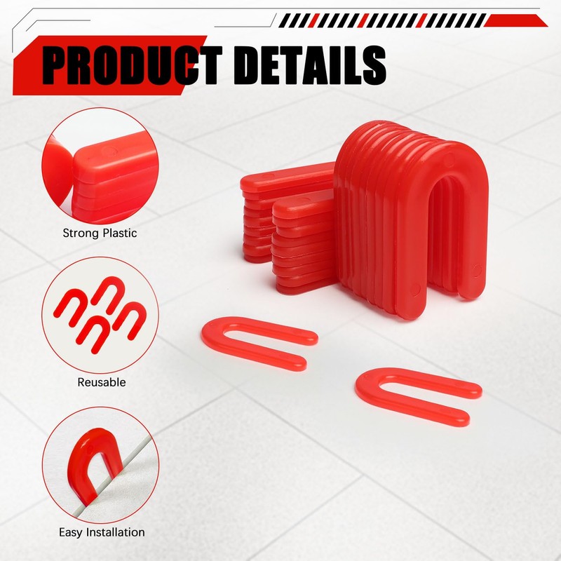 200 Horseshoe Tile Spacers, 1/8-Inch U-Shaped Plastic Spacers for Tile
