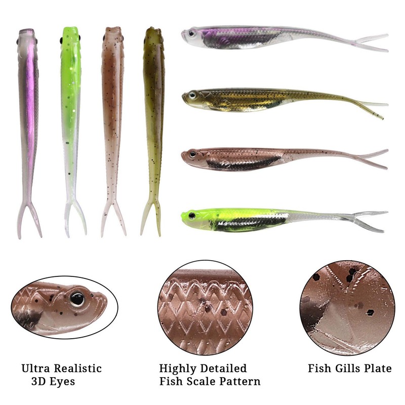 Señuelos de pesca blandos con cola de pádel para nadar,