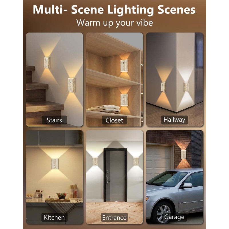 2 Pack Motion Sensor Wall Sconce with Remote – Rechargeable