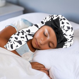 Lolalet Children's Silk Sleep Cap, Soft Elastic Bonnet for Curly Girls Braids, Kuhl