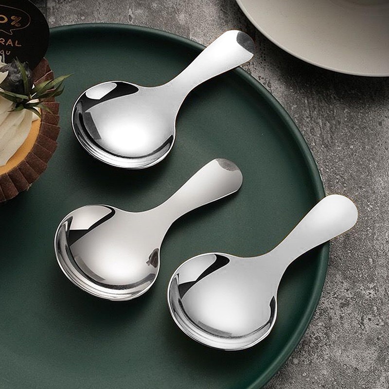 3 Pcs Stainless Steel Short Handle Spoons,Round Spoon,Mini Short Handle
