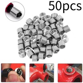 Tyenaza 50 Piezas Kit de Reparación de Roscas de Acero Inoxidable, M8 x 1,25 x 1,5D Kit Surtido de Insertos de Reparación de Roscas, Inserto de Rosca Autorroscante, para Reparaciones de Automóviles