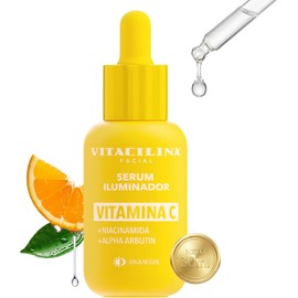 Vitacilina Serum Iluminador │ Vit. C + Niacinamida + Alpha Arbutin │ 30 ml Ilumina y unifica el tono, ayuda a reducir manchas, fórmula Día y Noche