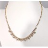 Crystal Avenue Pearl Rhinestone 16" Necklace Gold Tone Fringe Lace