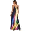 Women's Rainbow Printed Wave Cami Dresses Sleeveless V Neck Adjustable