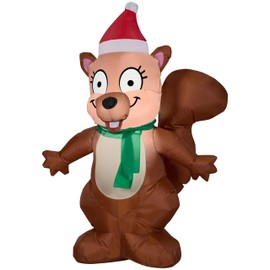 3.5’ Squirrel with Santa Hat & Scarf Christmas Inflatable by Gemmy