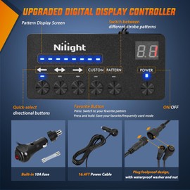 Nilight 144 LED Strobe Traffic Advisor Light Bar Blue with Controller 2 in 1 Automotive Emergency Warning Flashing Police Windshield Lights Bars for Cars Tow Plow Trucks Construction Vehicles